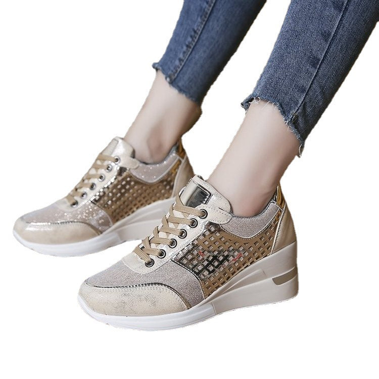 Wholesale PU Plaid Front Lace Up Running Shoes